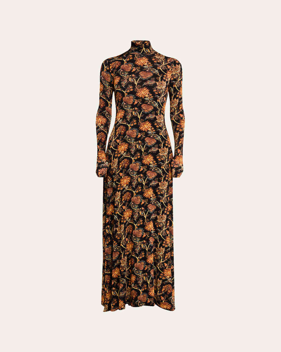 Amari Printed Turtleneck Maxi Dress